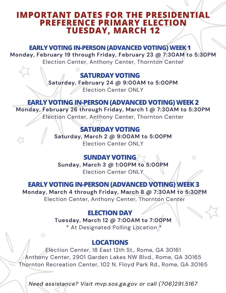 ADVANCE VOTING CONTINUES IN PRESIDENTIAL PREFERENCE PRIMARY